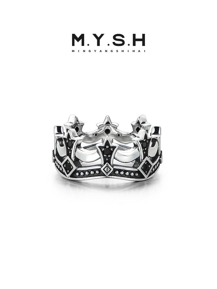 S925 Silver 3D Crown Ring for Men