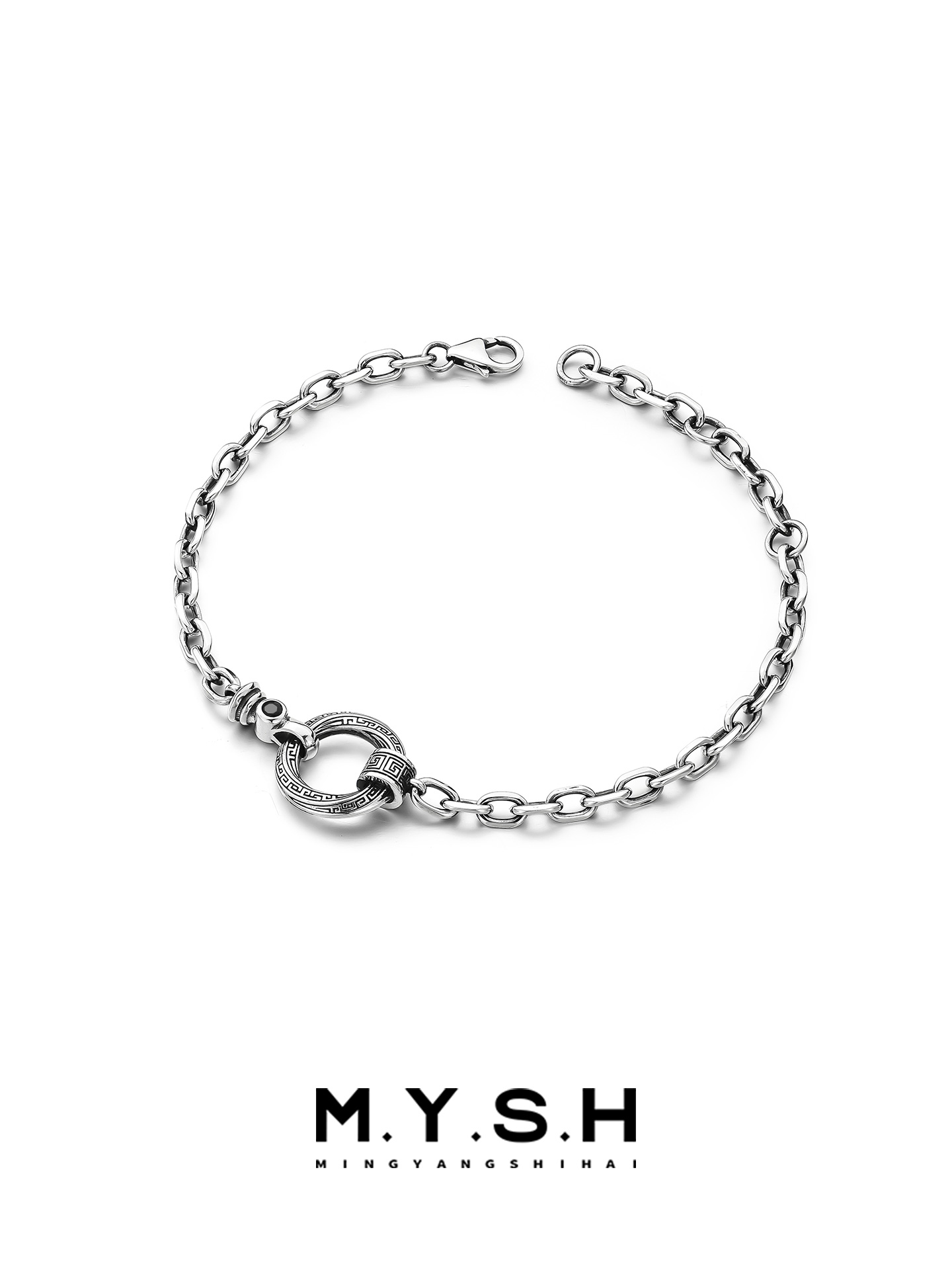 Mobius Greek Key 925 Sterling Silver Bracelet for Men