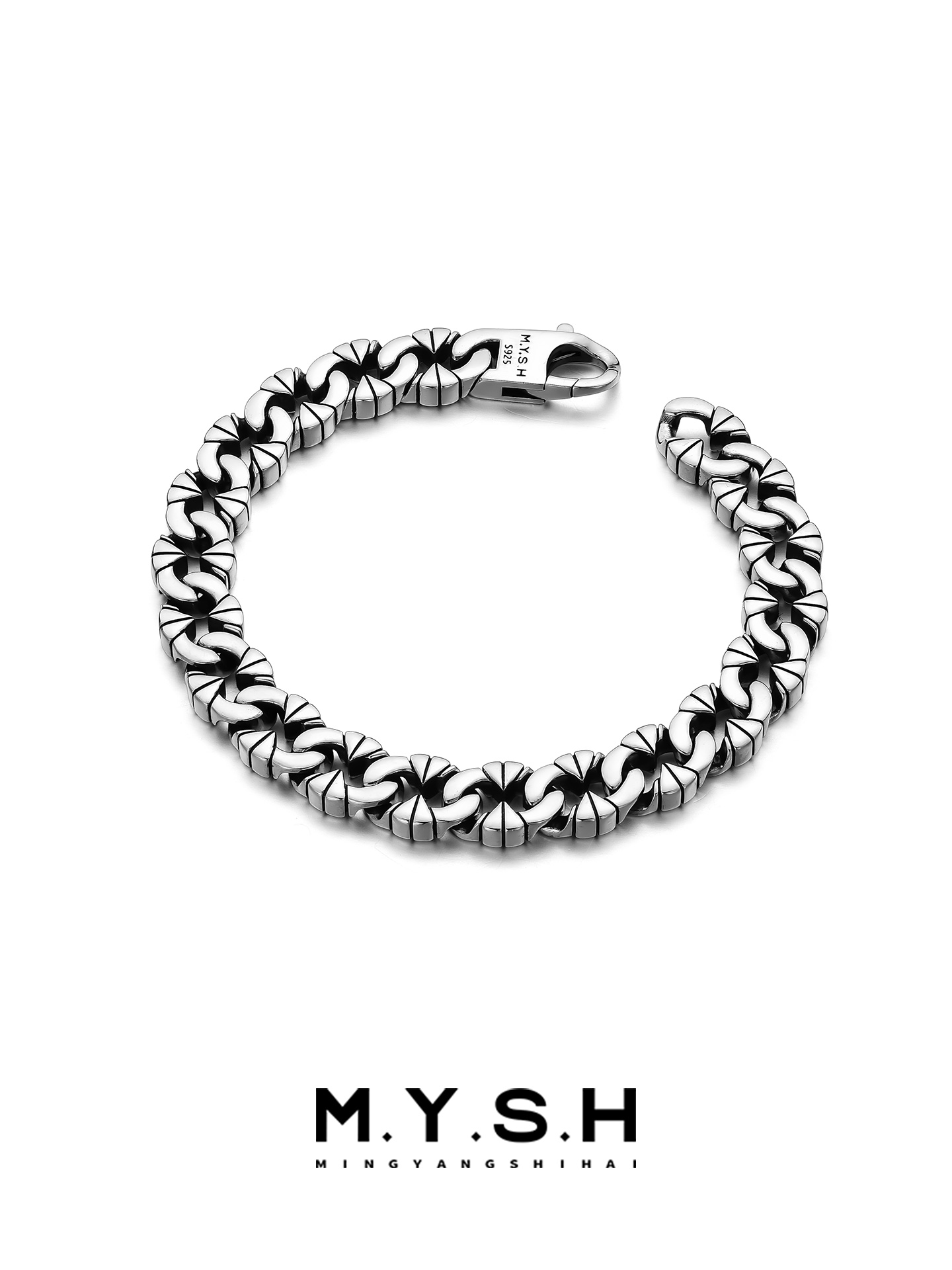 S925 Silver Irregular Vintage Thick Link Bracelet