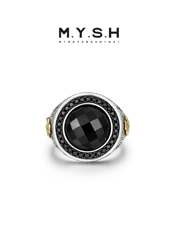 S925 Silver Black Onyx Pi Xiu Statement Ring