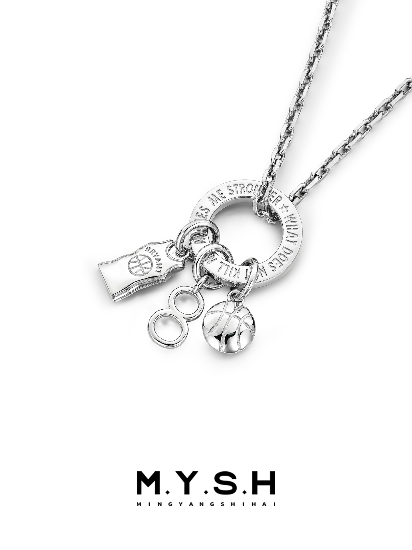 S925 Silver Kobe Bryant #8 Jersey Circle Pendant Necklace