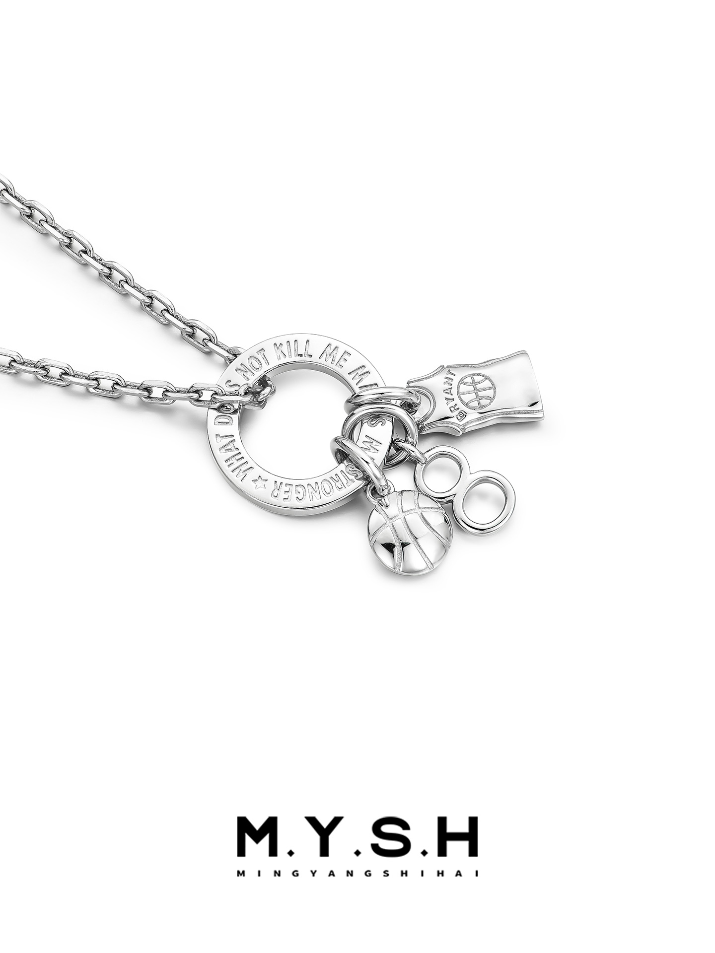 S925 Silver Kobe Bryant #8 Jersey Circle Pendant Necklace