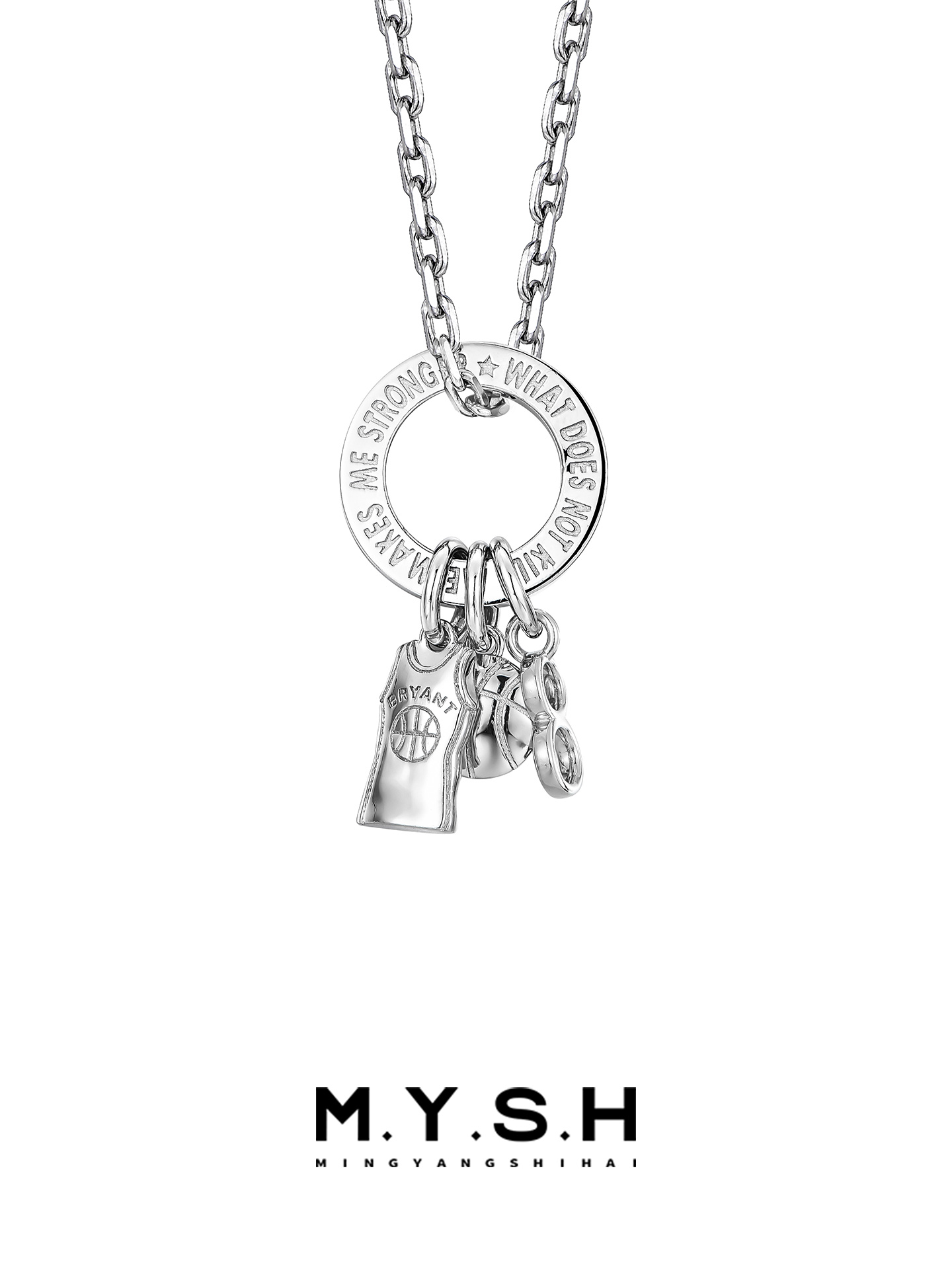 S925 Silver Kobe Bryant #8 Jersey Circle Pendant Necklace