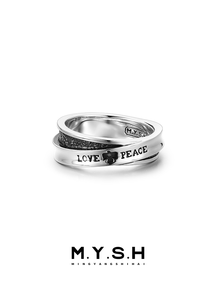 S925 Silver Love & Peace Dual Band Ring – MYSH