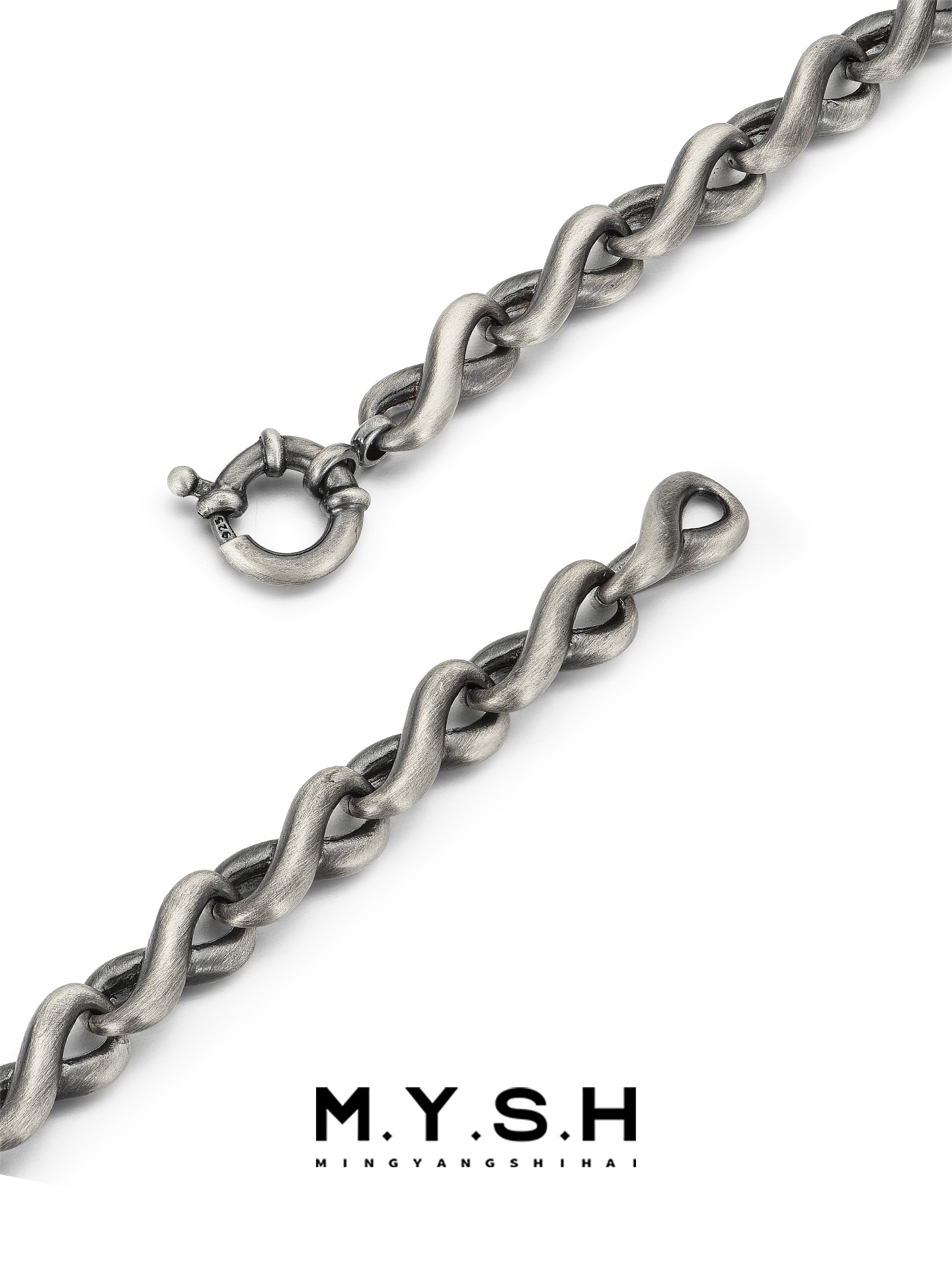 S925 Silver Oxidized Möbius Twist Bracelet