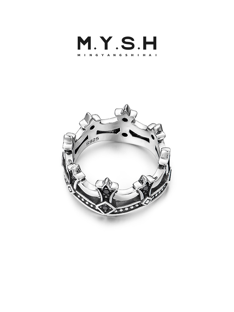 S925 Silver 3D Crown Ring for Men