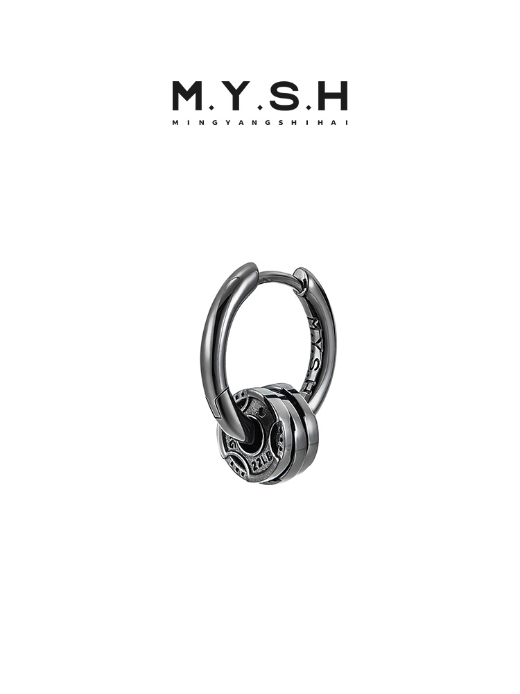 S925 Silver Barbell Weight Plate Hoop Earrings