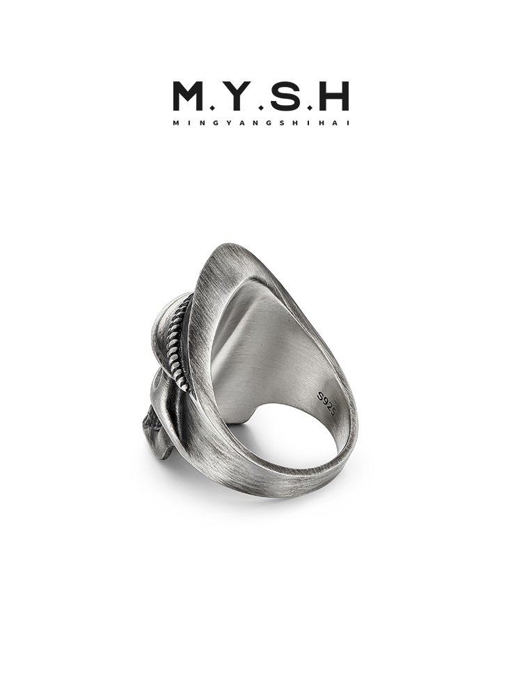 S925 Silver 3D Military Skull Captain Ring