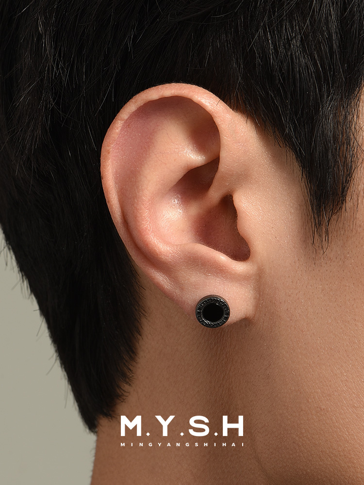 S925 Silver Black Onyx Greek Dragon Stud Earrings