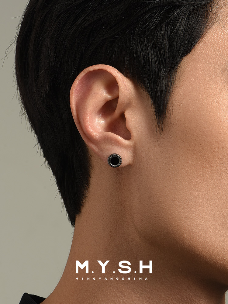 S925 Silver Black Onyx Greek Dragon Stud Earrings