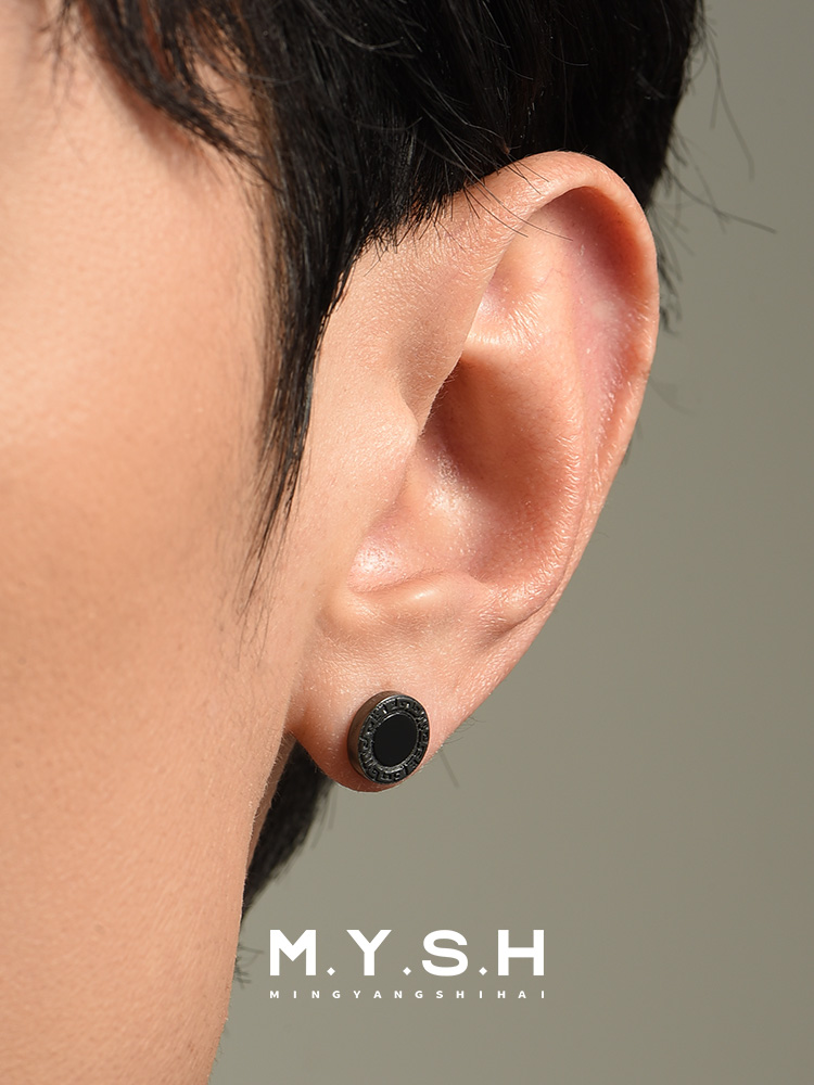 S925 Silver Black Onyx Greek Dragon Stud Earrings