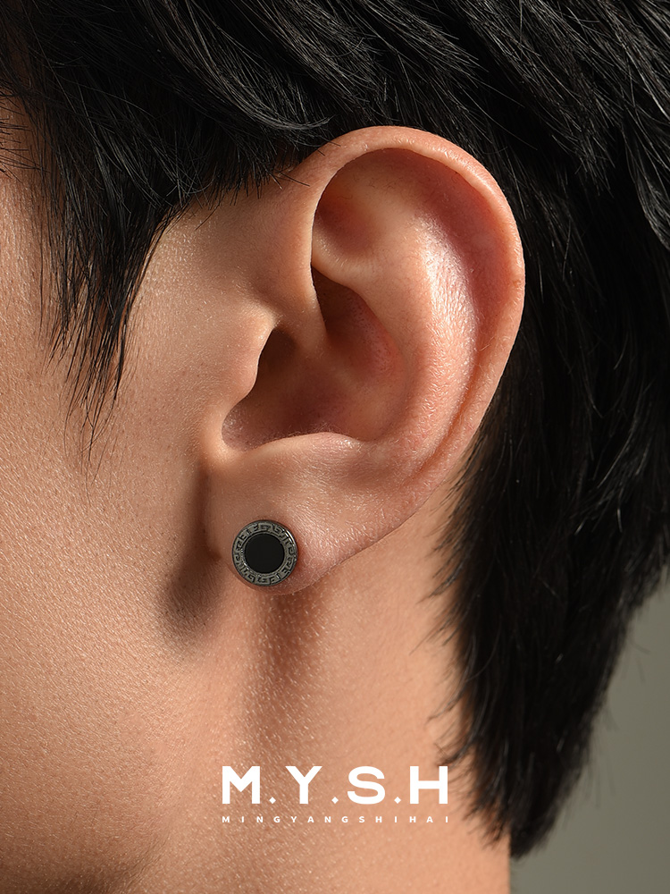 S925 Silver Black Onyx Greek Dragon Stud Earrings