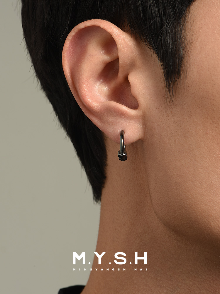 S925 Silver Dumbbell Lock Hoop Earrings