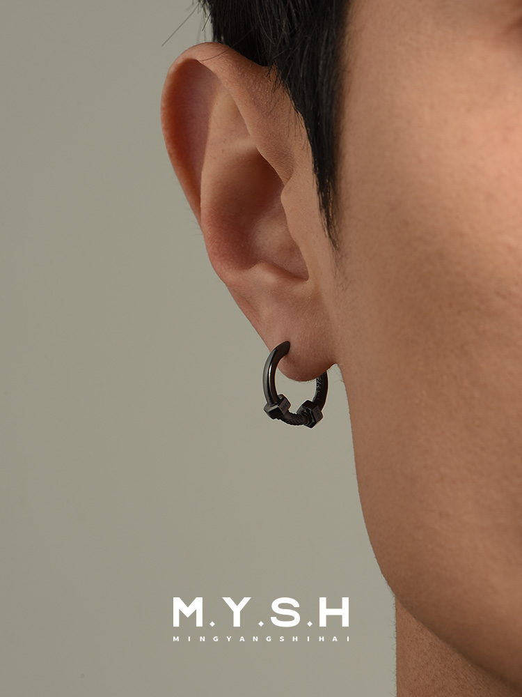 S925 Silver Dumbbell Lock Hoop Earrings