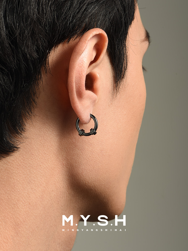 S925 Silver Dumbbell Lock Hoop Earrings