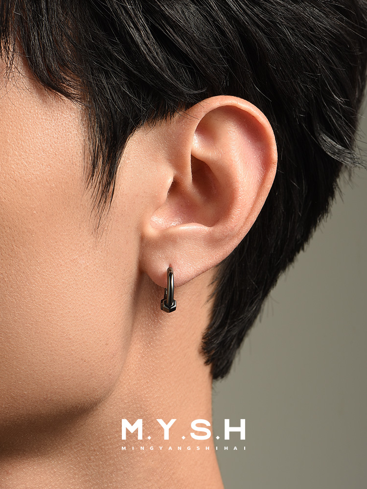 S925 Silver Dumbbell Lock Hoop Earrings