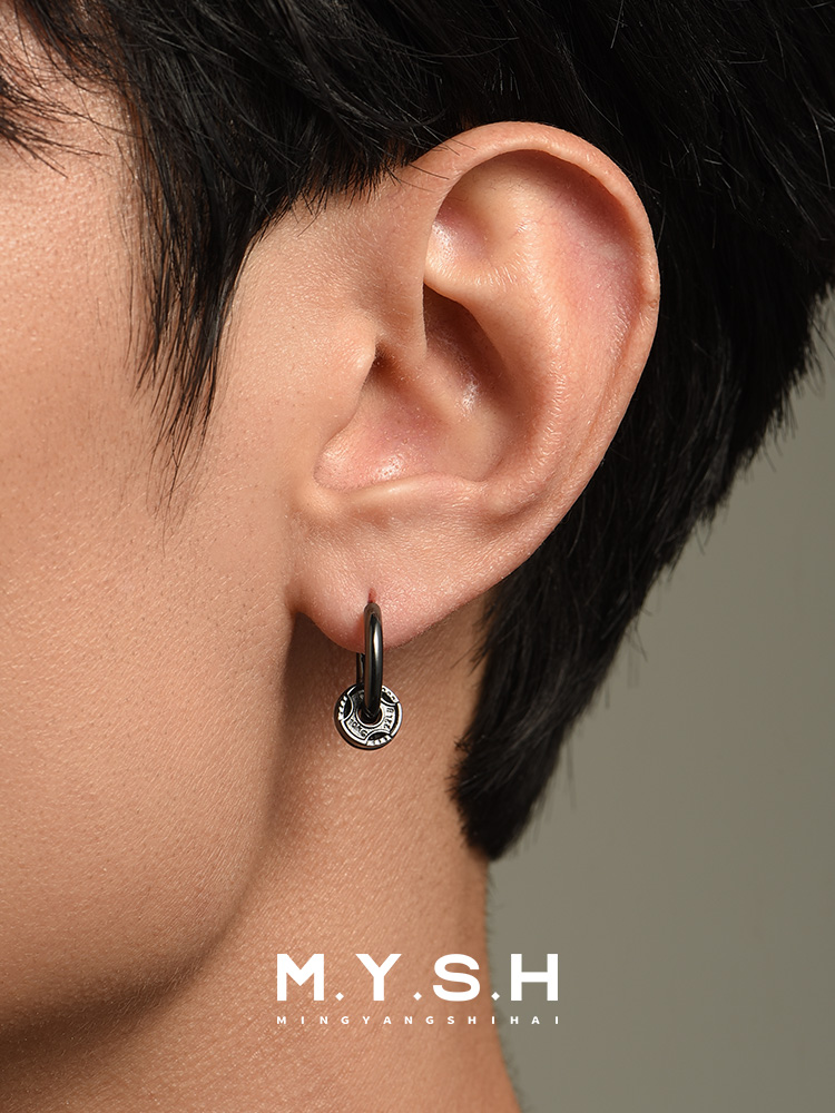 S925 Silver Barbell Weight Plate Hoop Earrings