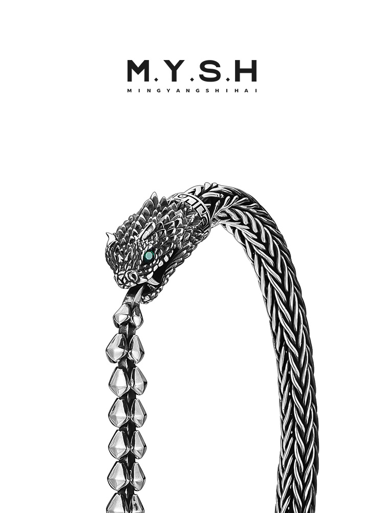 S925 Silver 3D Snake Braided Bracelet