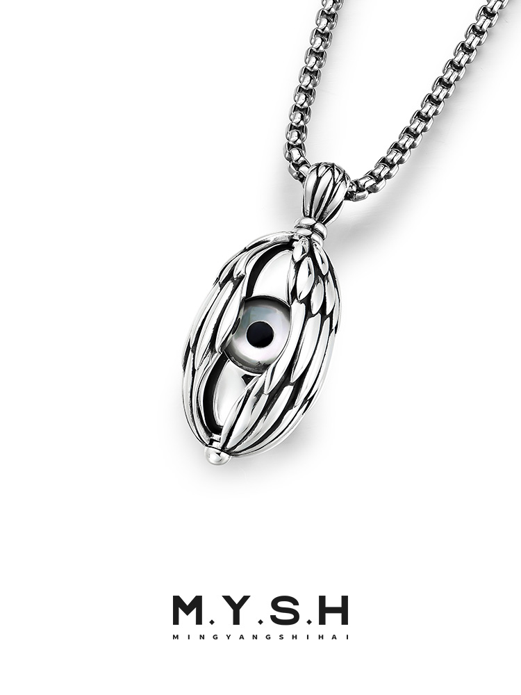 S925 Silver Open-Close Eye Pendant Necklace