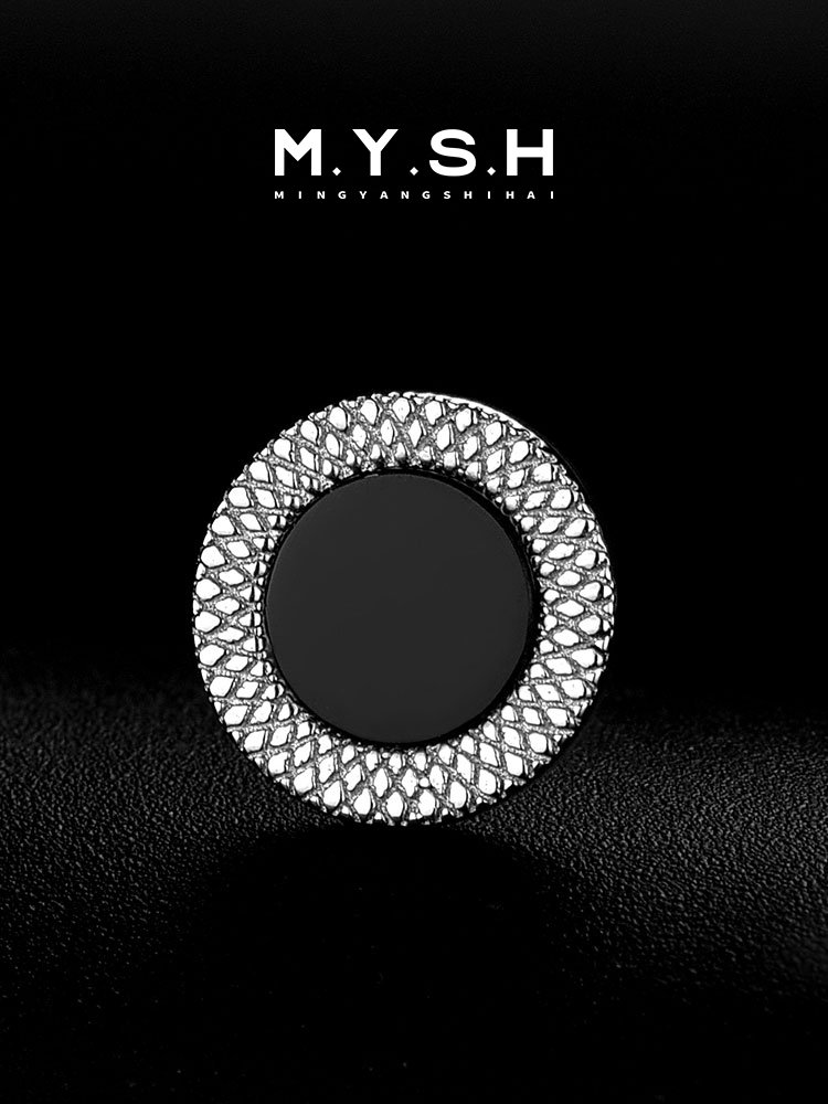 S925 Silver Snake Scale Black Gem Stud Earrings