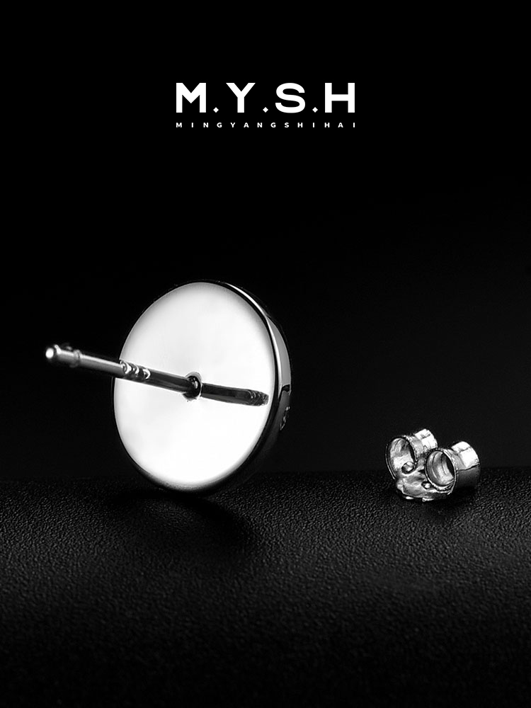 S925 Silver Snake Scale Black Gem Stud Earrings