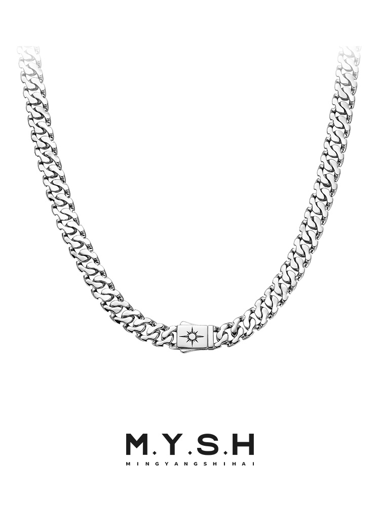 S925 Silver Sun Totem Cuban Link Chain Necklace