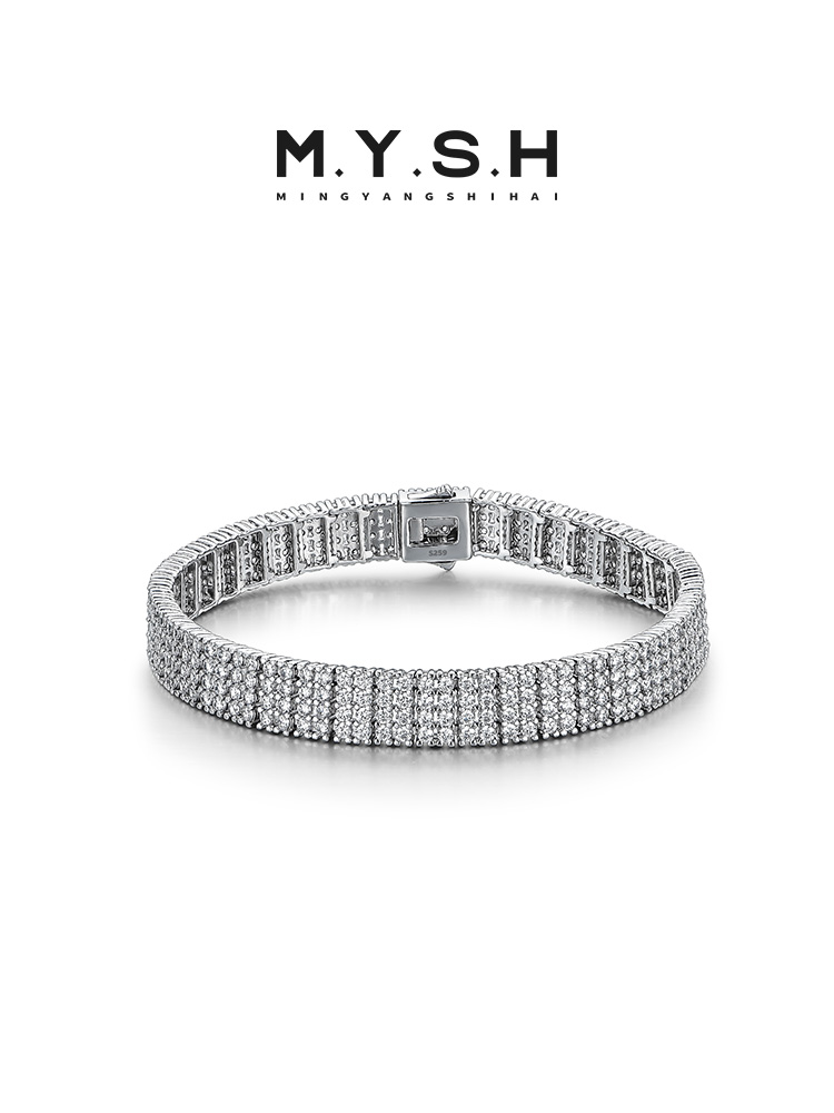 S925 Silver Pavé Diamond Tennis Bracelet for Men