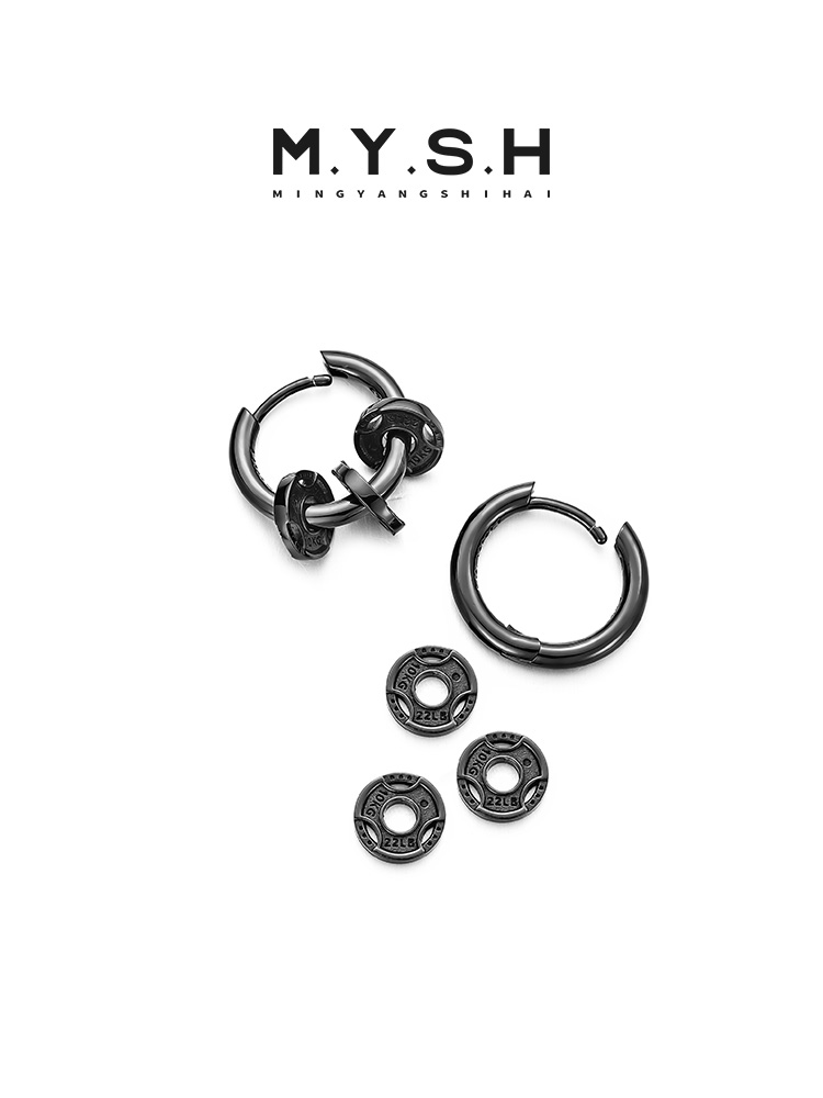 S925 Silver Barbell Weight Plate Hoop Earrings