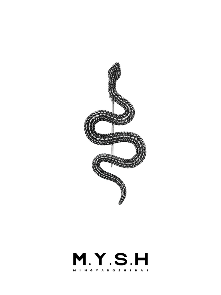 S925 Silver Vintage Coiled Serpent Lapel Pin