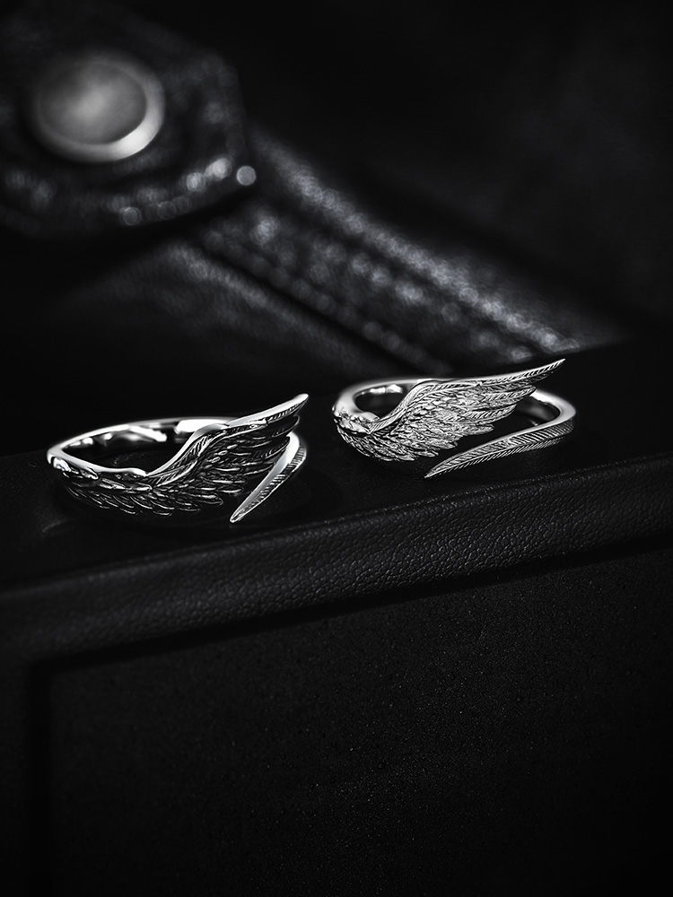 Sterling Silver Angel Wing Ring-Vintage Silver