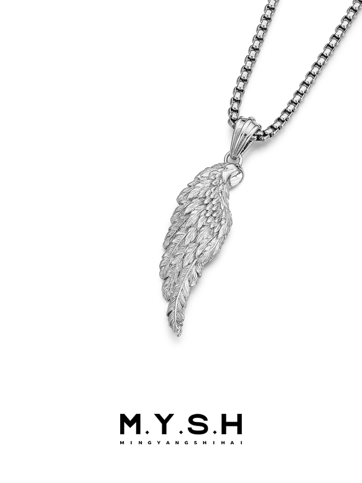 S925 Silver 3D Angel Wing Pendant Necklace