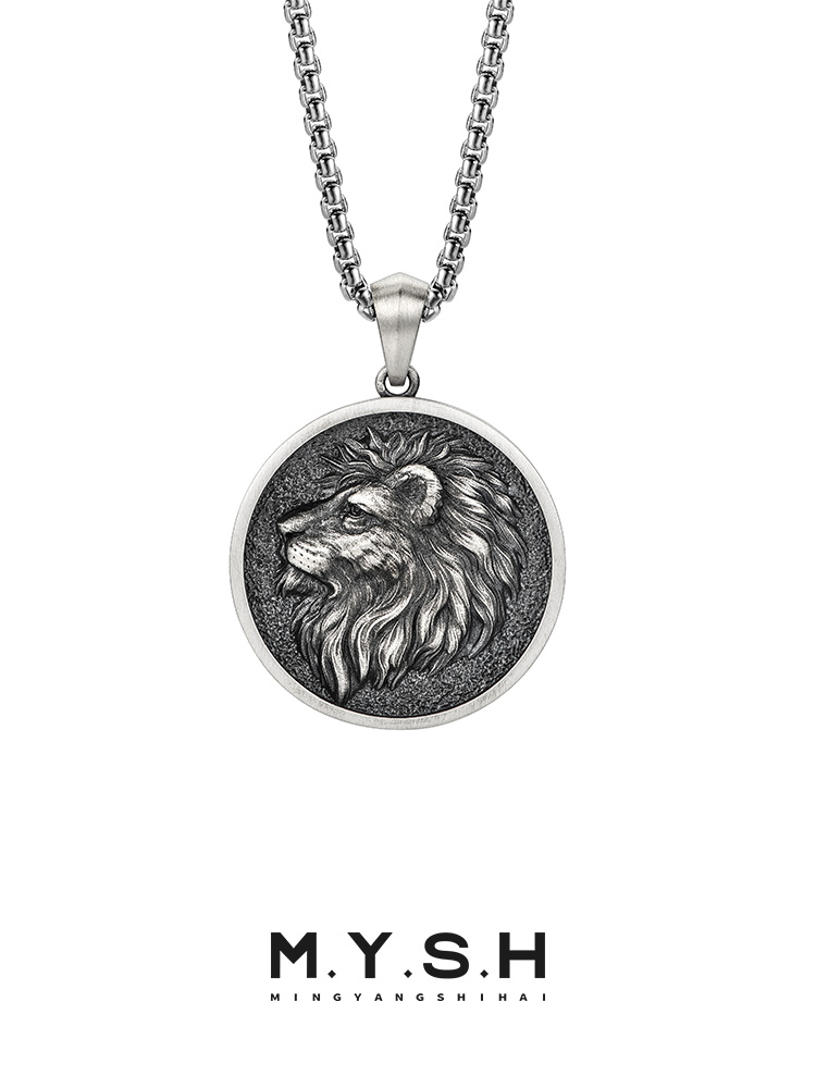 S925 Silver Lion Head Pendant Necklace