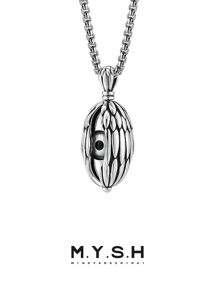 S925 Silver Open-Close Eye Pendant Necklace