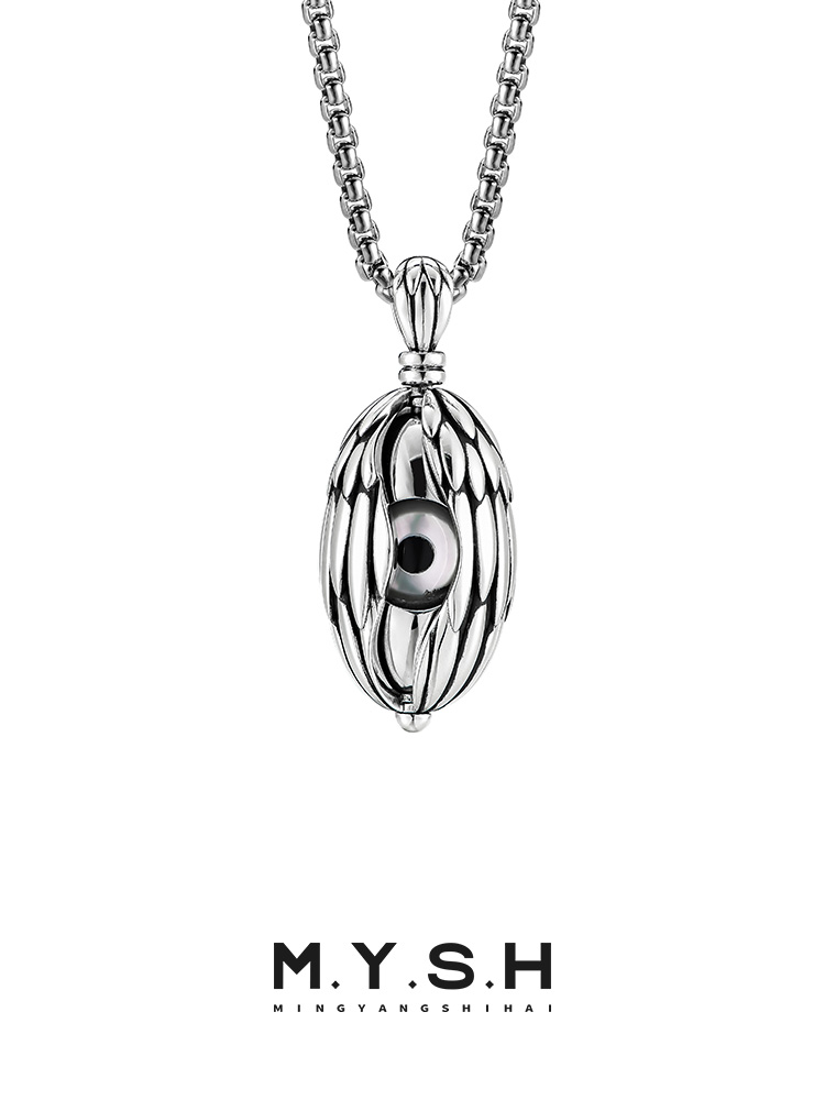 S925 Silver Open-Close Eye Pendant Necklace