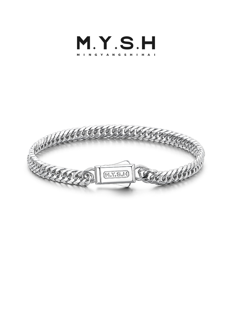 S925 Silver Small Square Cuban Link Bracelet