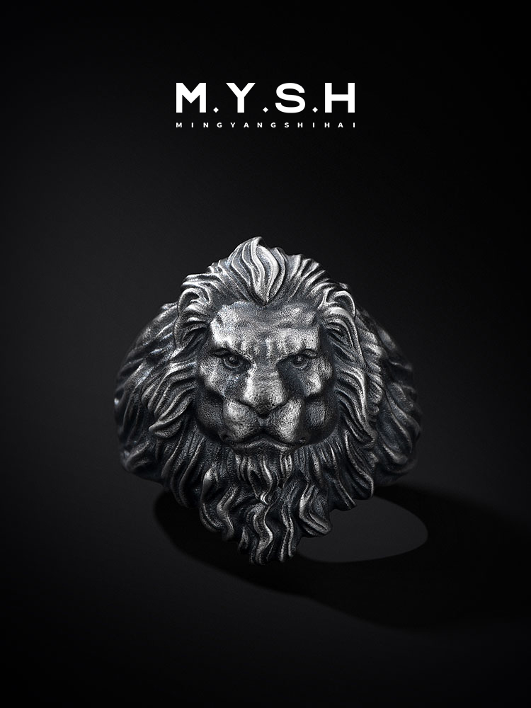 S925 Silver 3D Lion King Wide Ring-MYSH