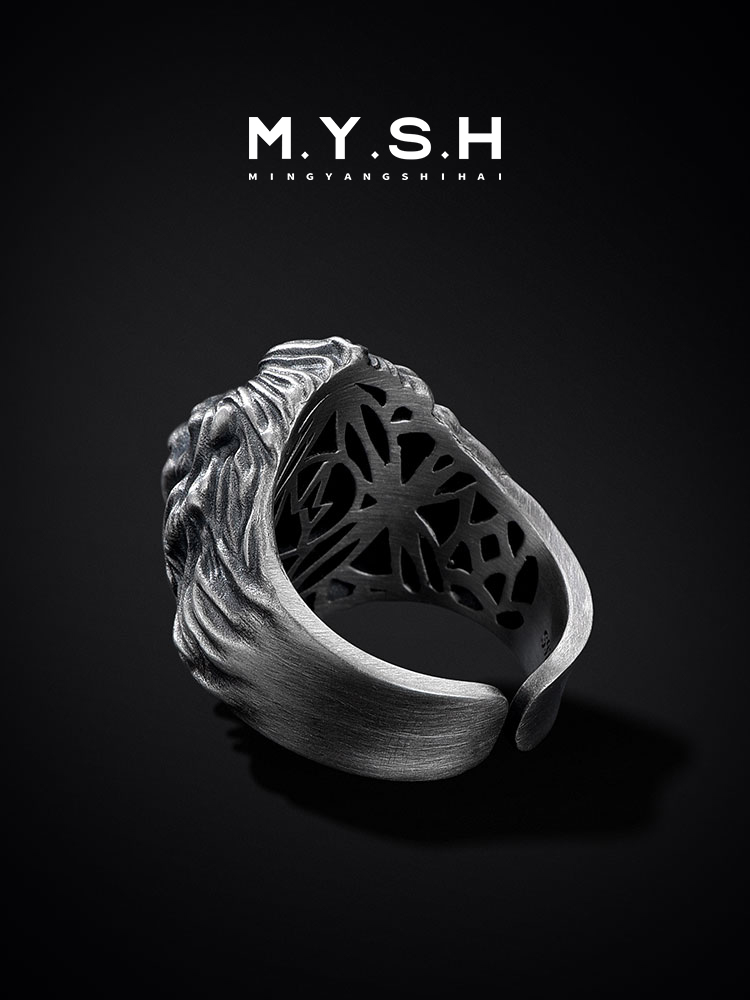 S925 Silver 3D Lion King Wide Ring-MYSH