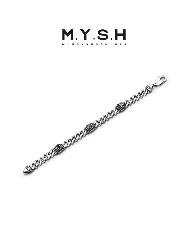 S925 Silver 3D Thorn Cuban Link Bracelet