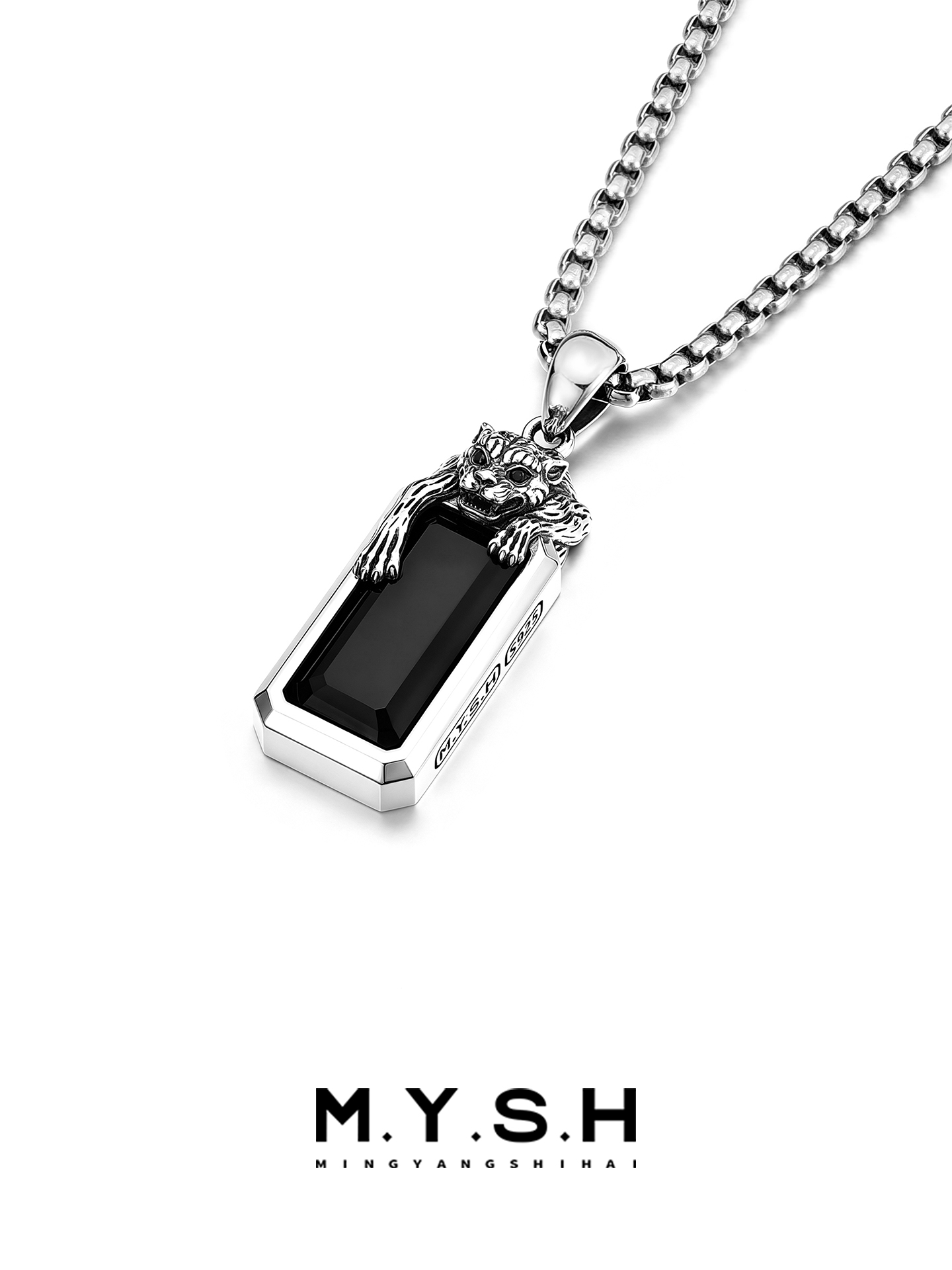 S925 Silver Crouching Leopard Pendant Necklace