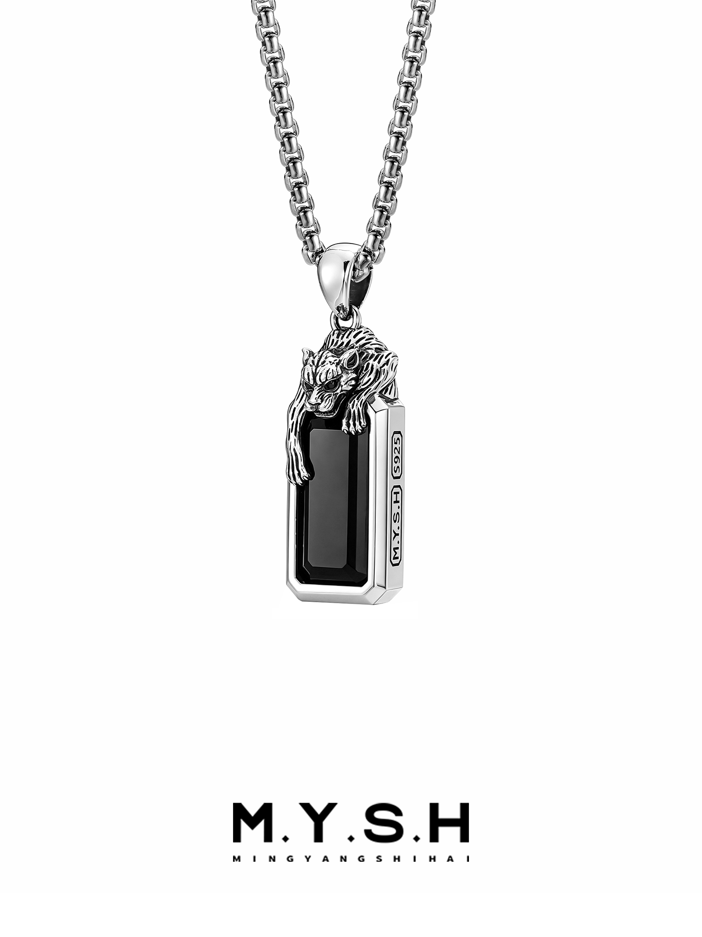 S925 Silver Crouching Leopard Pendant Necklace