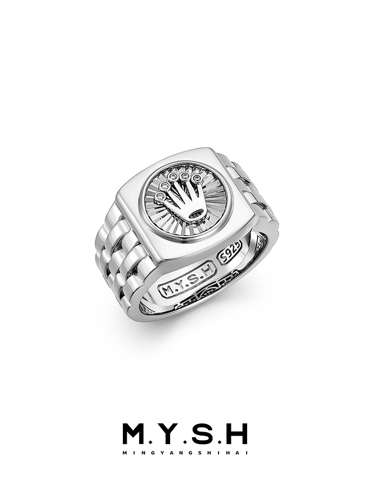 S925 Luxury Crown Signet Ring for Men-MYSH