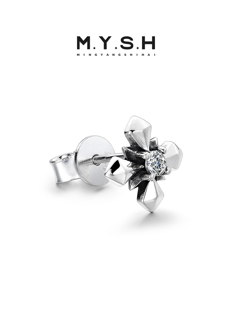 S925 Silver Radiant Cross Stud Earrings