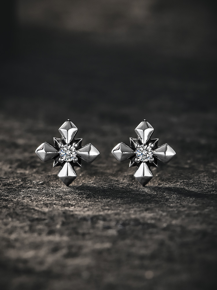 S925 Silver Radiant Cross Stud Earrings