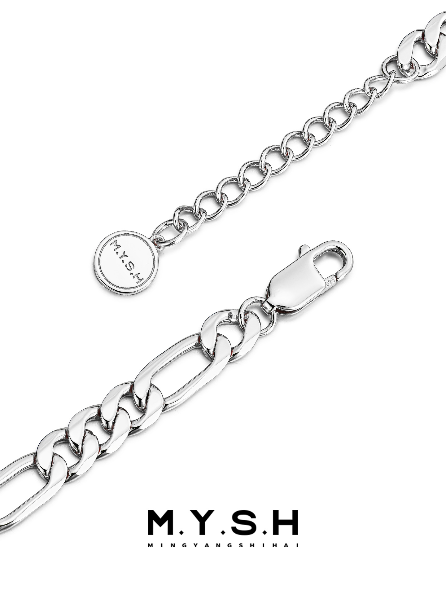 S925 Silver Figaro Chain Bracelet for Men
