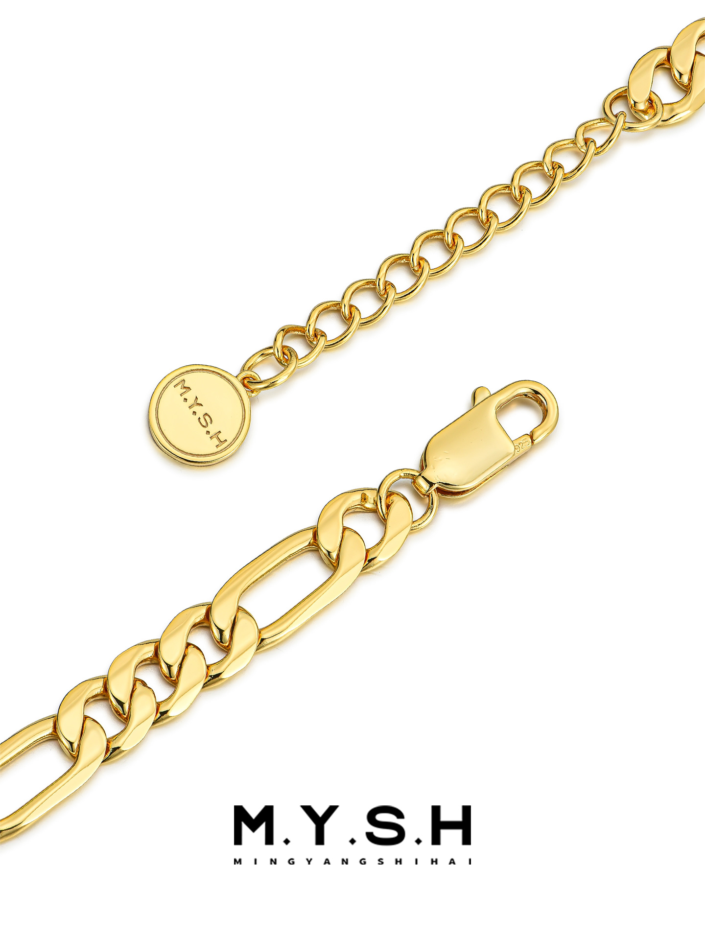S925 Silver Figaro Chain Bracelet for Men
