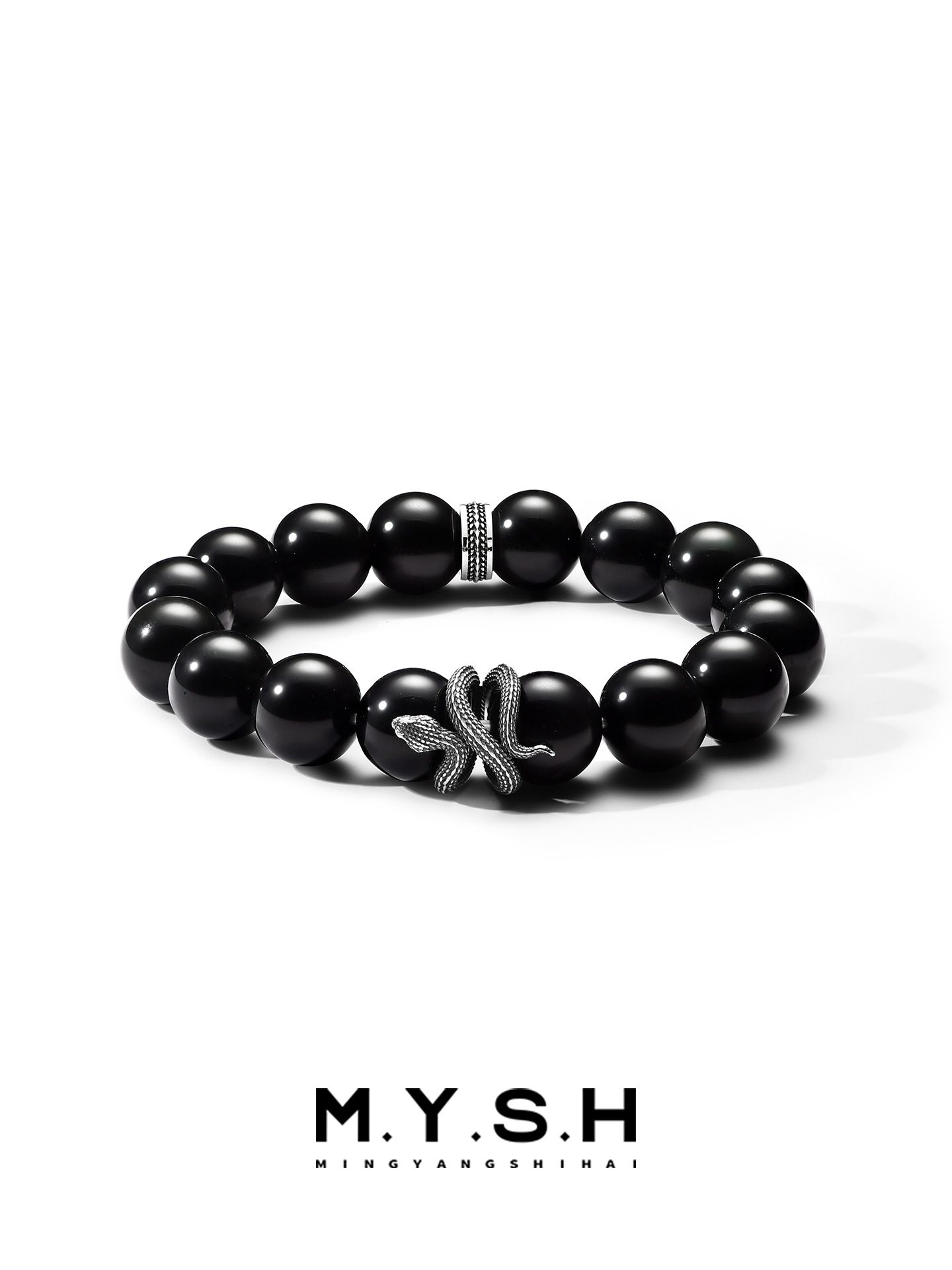 Black Onyx Snake Beaded Bracelet