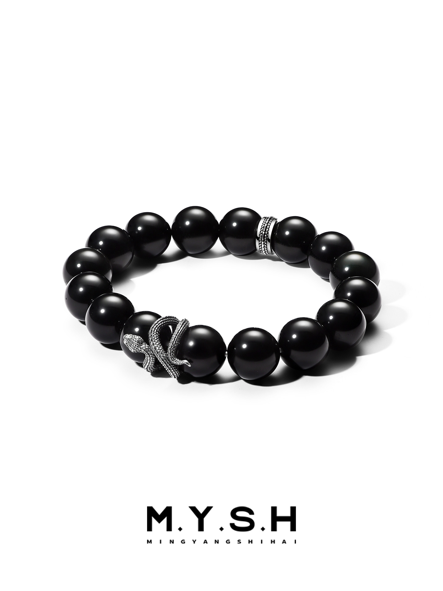 Black Onyx Snake Beaded Bracelet