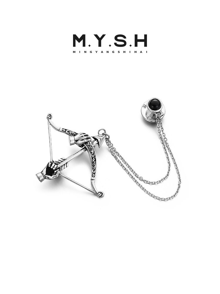 S925 Silver Ornate Bow & Arrow Lapel Pin