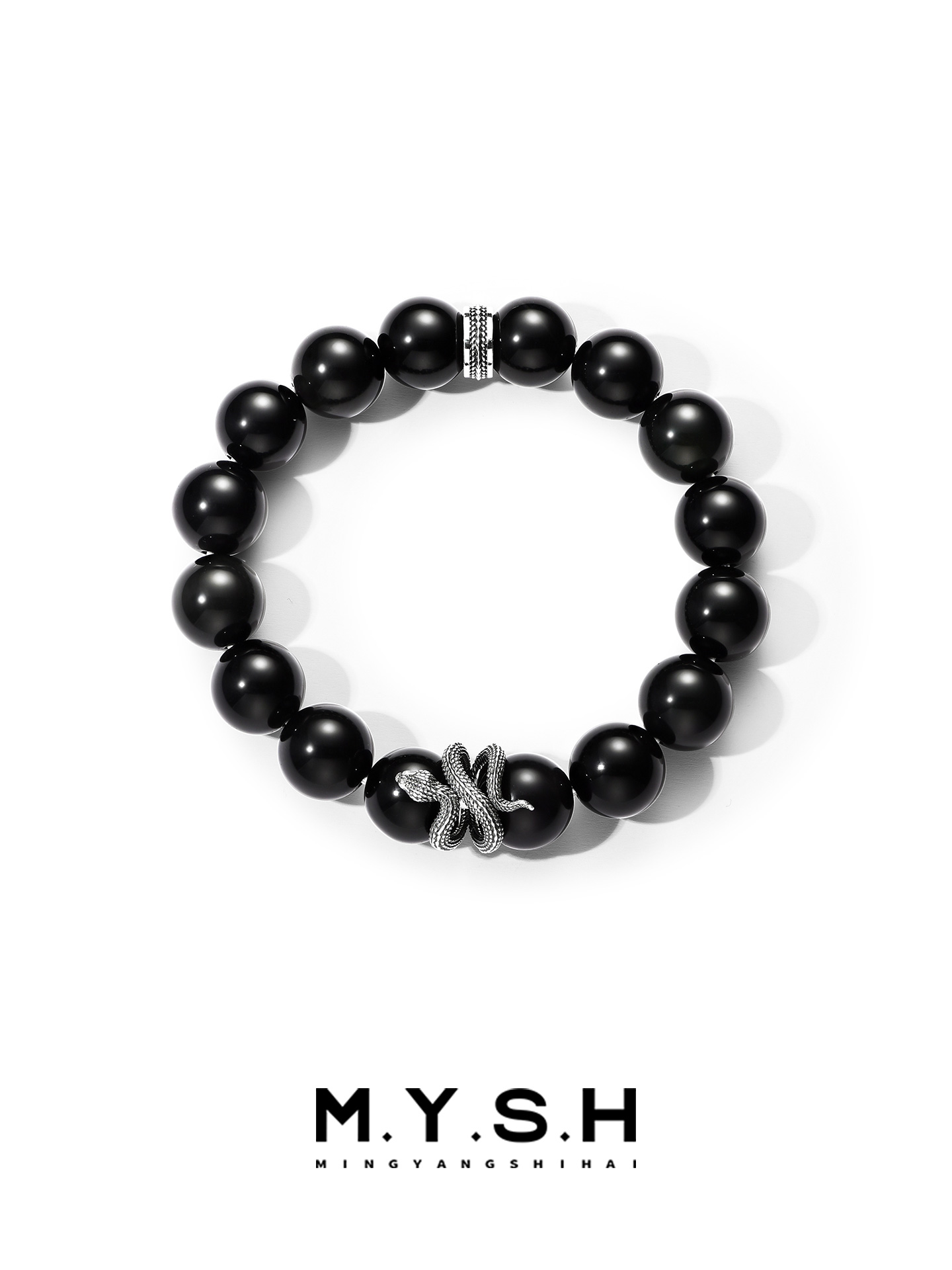 Black Onyx Snake Beaded Bracelet