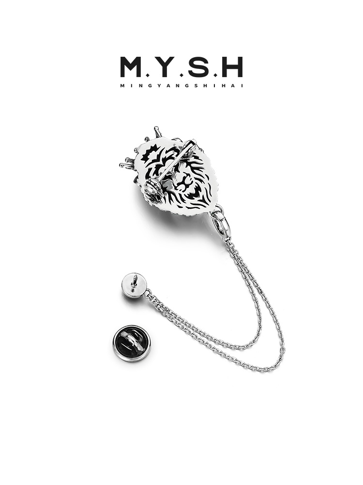 S925 Silver 3D Crowned Lion Lapel Pin (Double Wear)